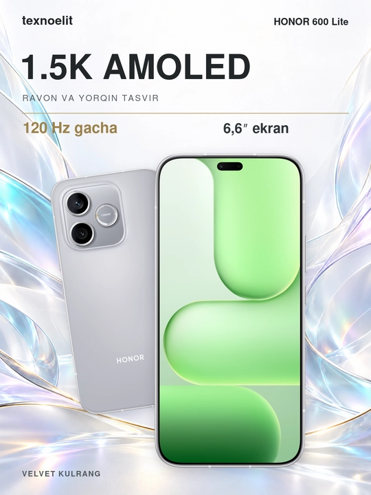HONOR 600 Lite 5G zarbalarga chidamli smartfon, 8/256 GB +Smart watch sovg‘aga
