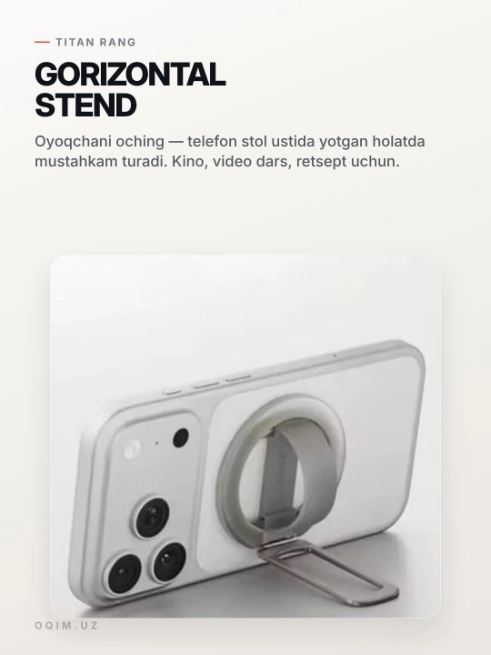 Magnit halqa telefon ushlagich MagSafe, 180° stend, silikon barmoq halqasi