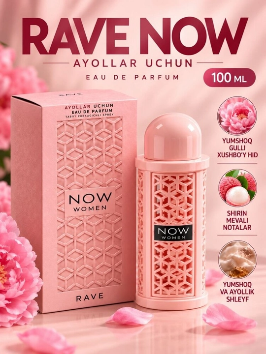 RAVE NOW — ayollar va erkaklar uchun 100 ml atir, xushbo‘y hidlar to‘plami