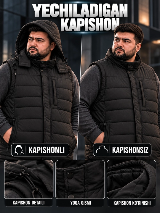 Erkaklar uchun NIKE kapyushonli issiq katta razmerli bezrukavka 6XL–10XL velikan nimcha