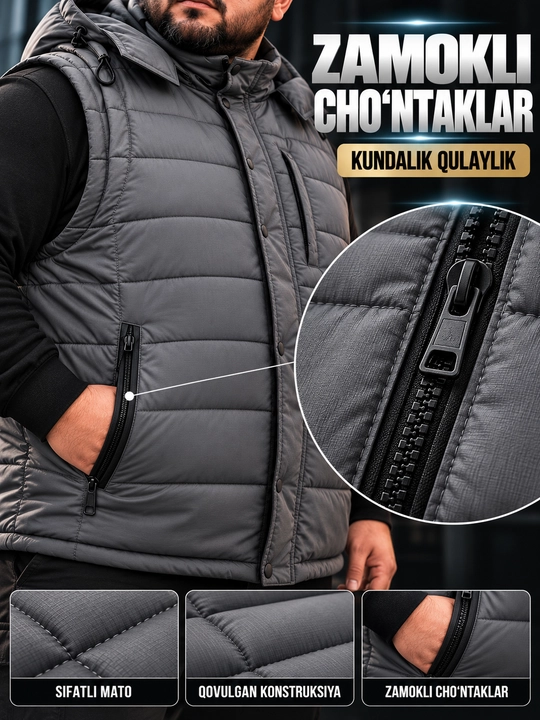 Erkaklar uchun NIKE kapyushonli issiq katta razmerli bezrukavka 6XL–10XL velikan nimcha
