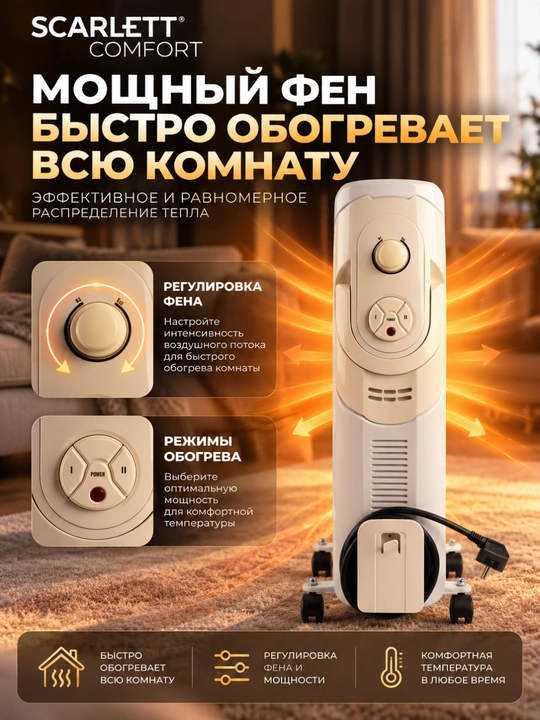 Обогреватель SCARLETT COMFORT 2500W. isitgich, isitgichlar