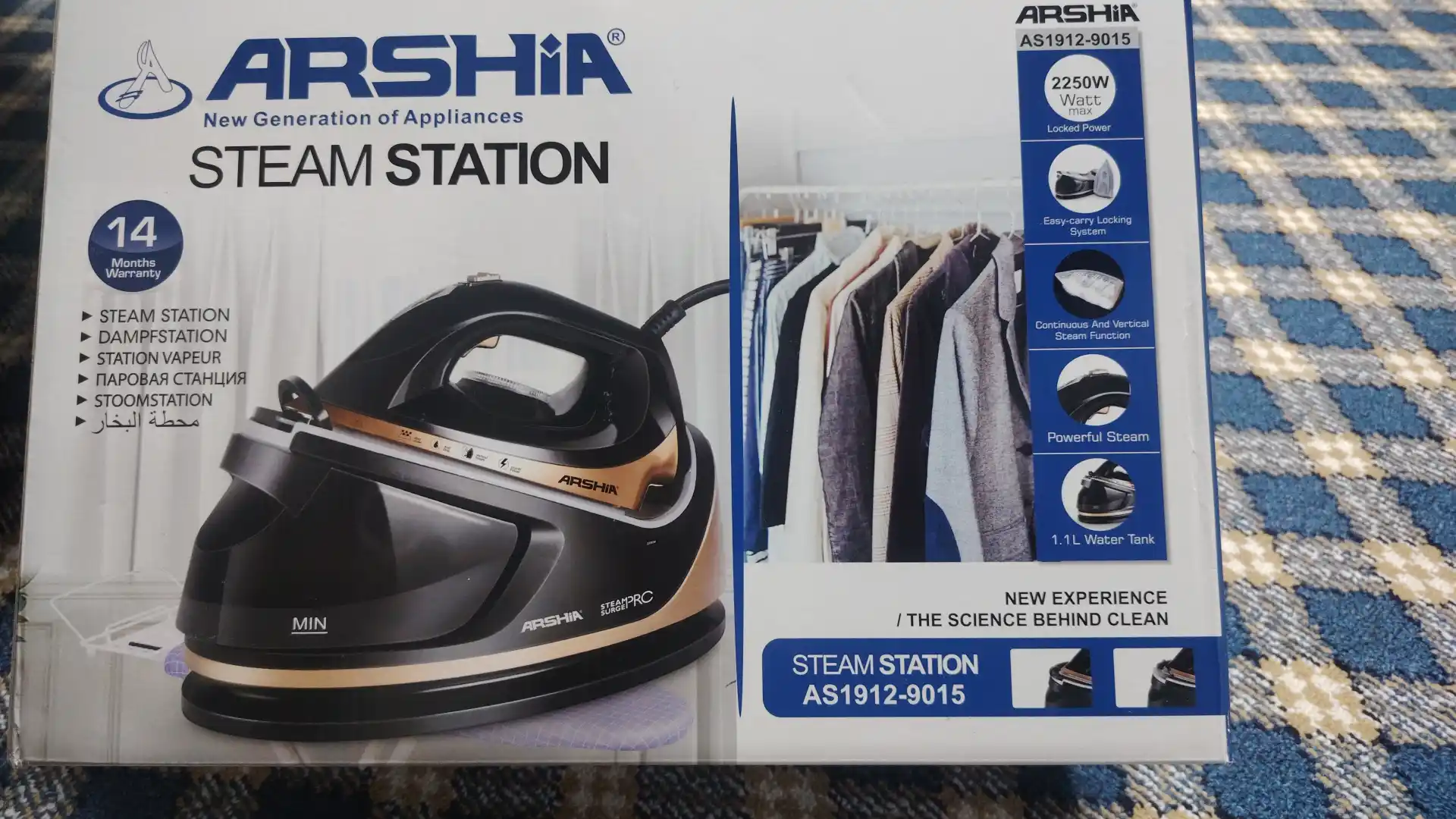 Паровой утюг, Arshia Steam Station AS1912-9015, утюг отпариватель, 2250W, 1.1L