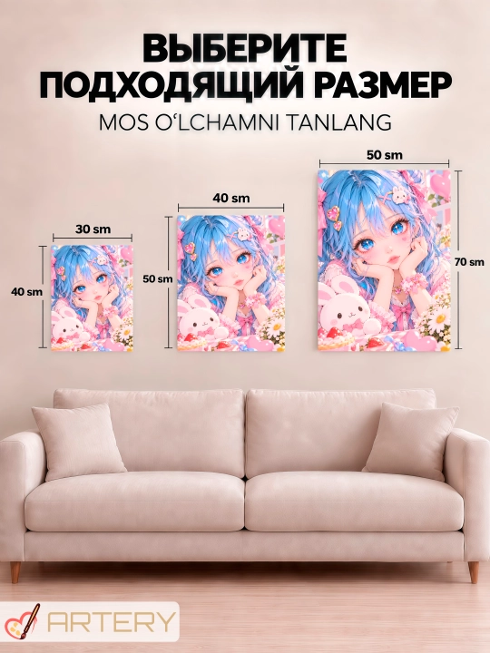 Devor uchun ARTERY rasmi, interyer uchun anime poster va panno