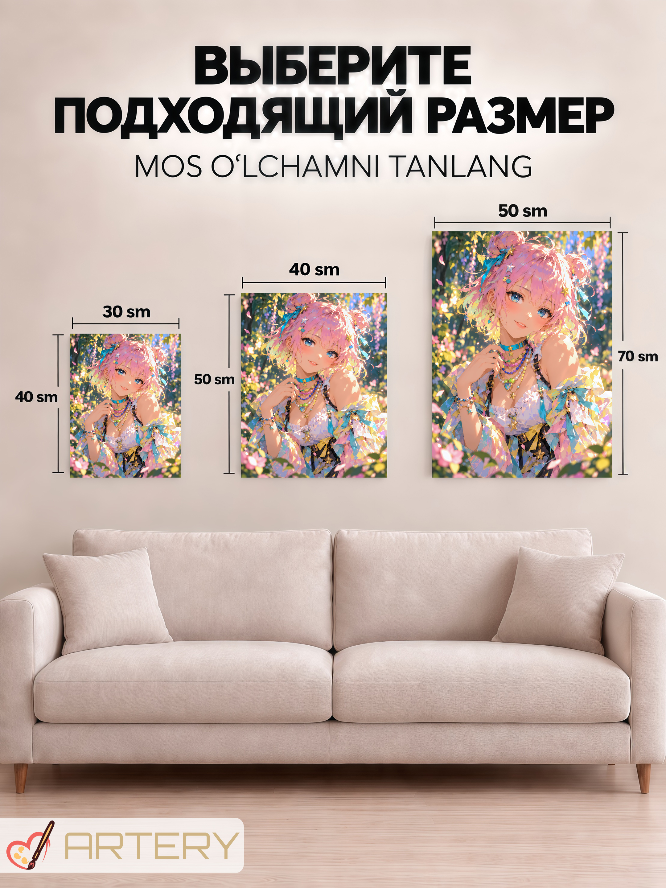 Devor uchun ARTERY rasmi, interyer uchun anime poster va panno