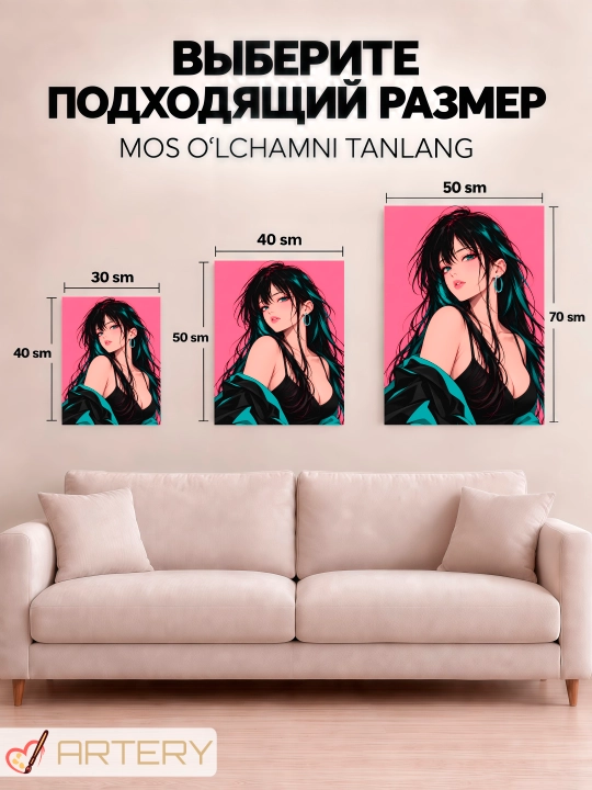 Devor uchun ARTERY rasmi, interyer uchun anime poster va panno