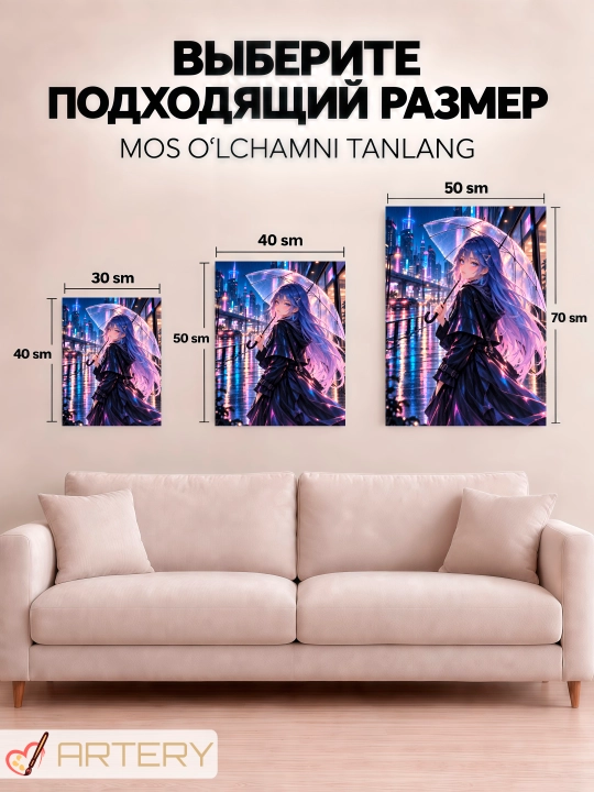 Devor uchun ARTERY rasmi, interyer uchun anime poster va panno