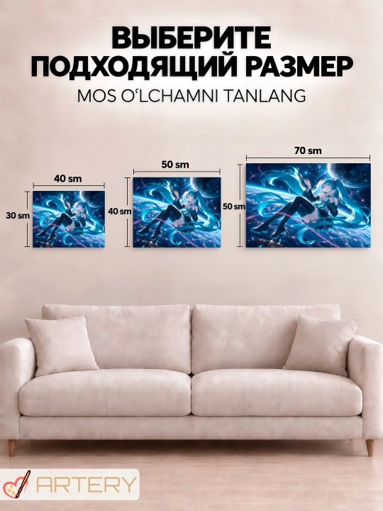 Devor uchun ARTERY rasmi, interyer uchun anime poster va panno