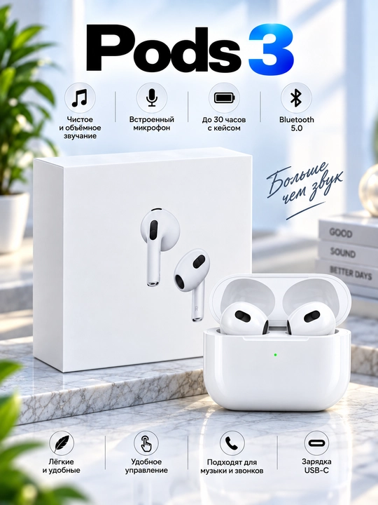 Yuqori sifatli Pods ANC — iPhone va Android uchun mos simsiz quloqchinlar