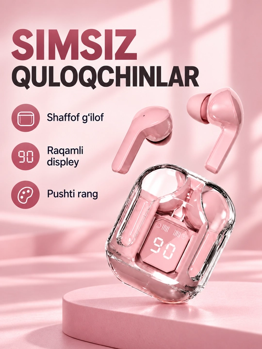 LEDdispleyvaTypeCquvvatlashqutisibilanjihozlangansimsizTWSAIBT Bluetooth 5.3 quloqchinlari - 