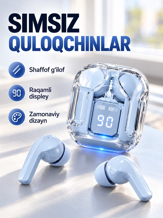 Беспроводные TWS наушники AIBT Bluetooth 5.3 с LED-дисплеем и зарядным кейсом Type-C