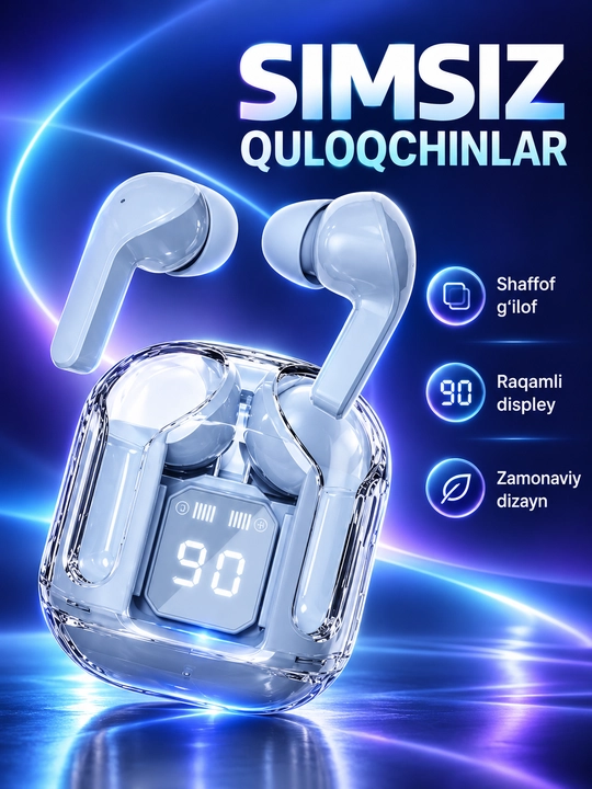 Беспроводные TWS наушники AIBT Bluetooth 5.3 с LED-дисплеем и зарядным кейсом Type-C