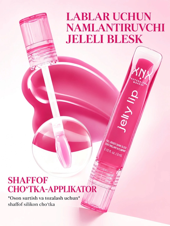XNX Jelly Lip lab yaltirog‘i, namlovchi, hajm effektiga ega, 6 xil tusda