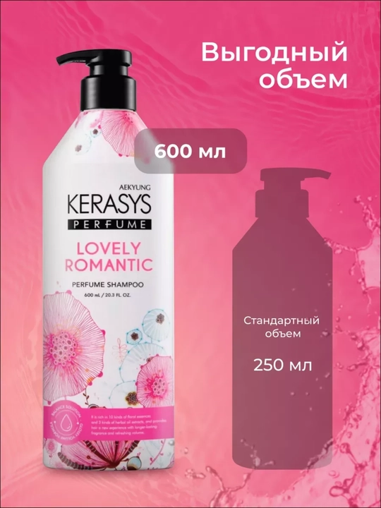 Kerasys ayollar shampuni, barcha turdagi sochlar uchun xushbo‘y hidli, 600 ml, Koreya