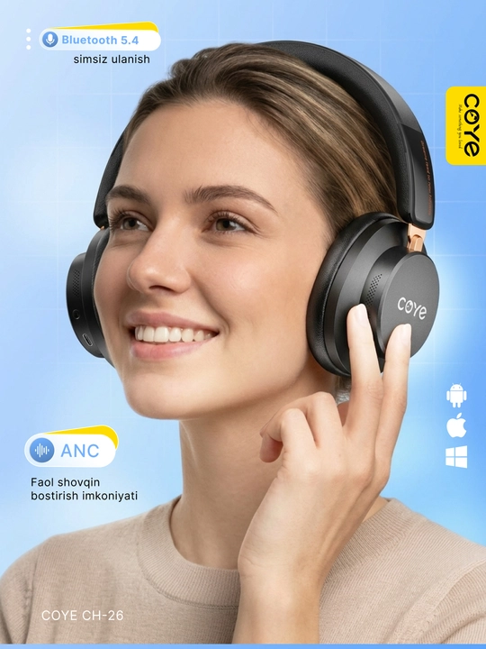 Simsiz quloqchin, ANC Bluetooth quloqchinlar, 38 soat ishlash vaqti, premium naushnik