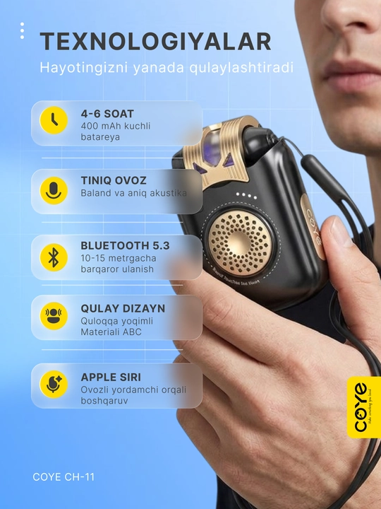 Simsiz Bluetooth kolonka + quloqchinlar, 2v1 da, sensorli, namlikdan himoya, kalonka