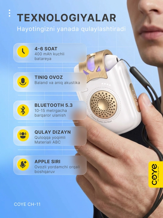 Simsiz Bluetooth kolonka + quloqchinlar, 2v1 da, sensorli, namlikdan himoya, kalonka