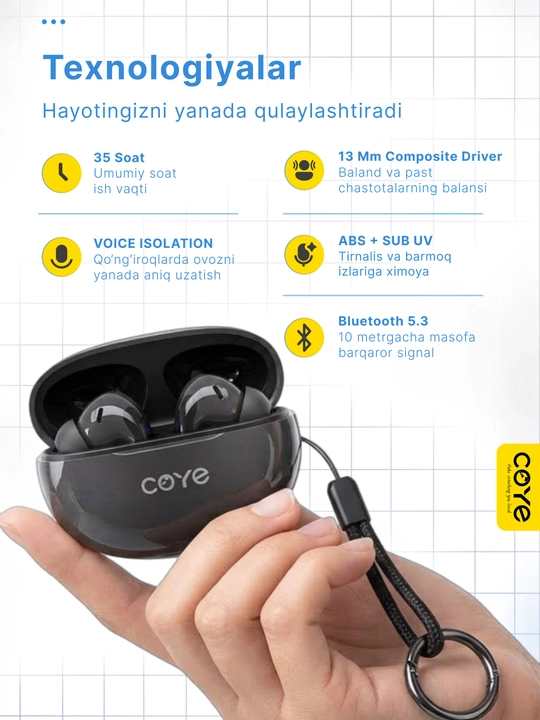Simsiz  Bluetooth quloqchinlar ,mikrofonli, sensorli, suvdan himoyalangan, naushnik