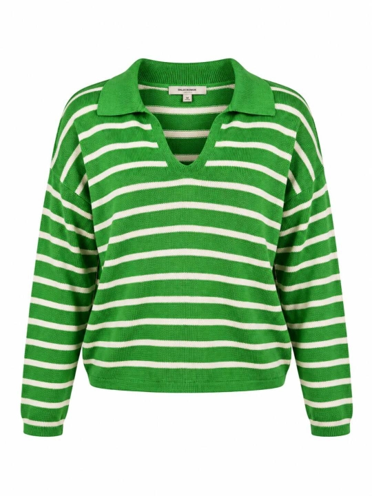 Ayollar uchun yo‘l-yo‘l chiziqli paxtali sviter-polo, oversize jumper
