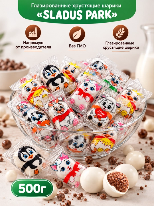 Яркие и вкусные конфеты-драже, упаковка 500 г - 