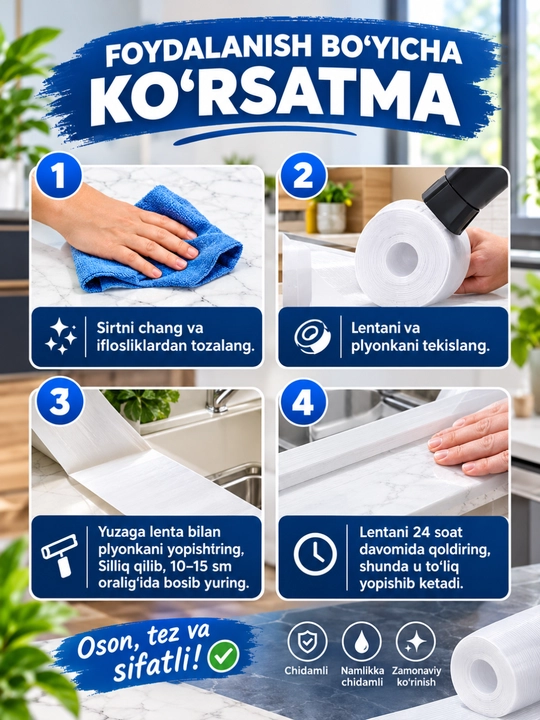 Nano skotch, ikki tomonlama, ko‘p martalik, mahkamlash, hoshiya lentasi, germetik