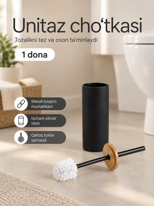 Unitaz uchun cho'tka, devorga o'rnatilgan, silikon