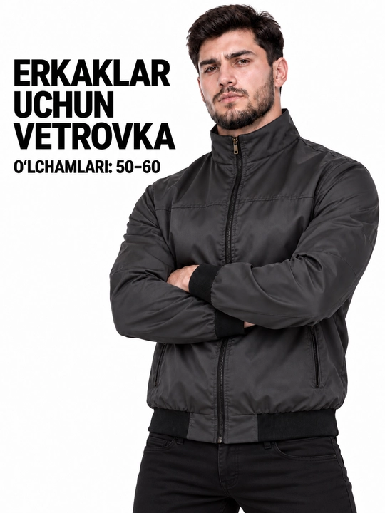 Erkaklar vetrovkasi — kuz va bahor uchun yengil kurtka, shamoldan himoya, zamonaviy dizayn