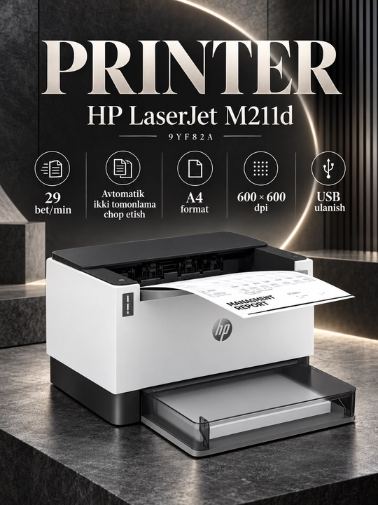 Принтер HP LaserJet M211d, лазерный, ч/б, A4, 29 стр/мин, USB, автодвусторонняя печать - 