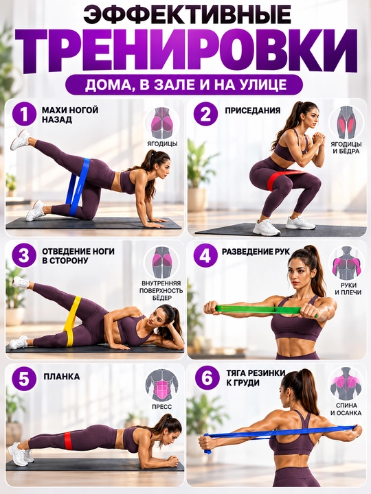 Fitnes rezinkalari 5 dona, lentali espander, oyoq va dumba uchun, 5 xil qarshilik darajasi