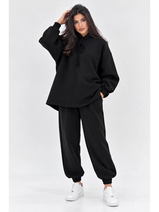 Ayollar sport kostyumi, ikki qismli, hudi va shim, oversize, kuz bahor - 