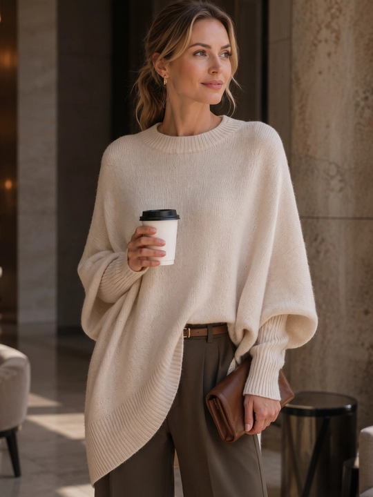 Sviter ayollar uchun, to‘qilgan, yoqali va uzun yengli — ELLY FASHION - 