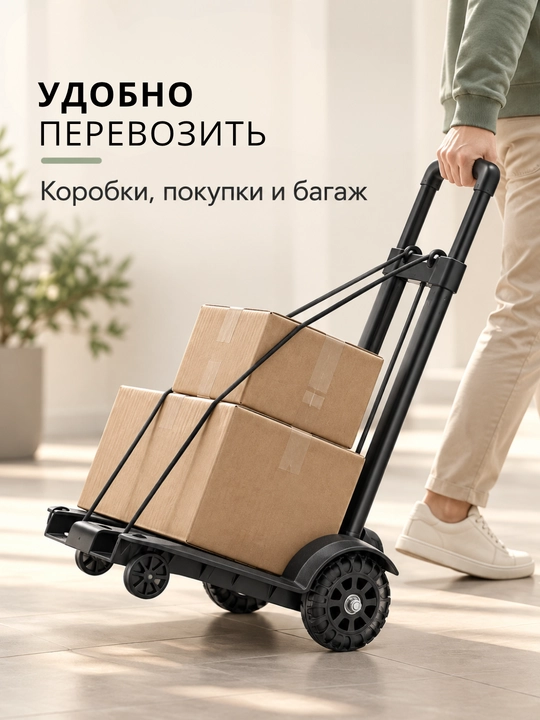 Тележка для перевозки грузов и багажа, до 150 кг, с телескопической ручкой и ремнями