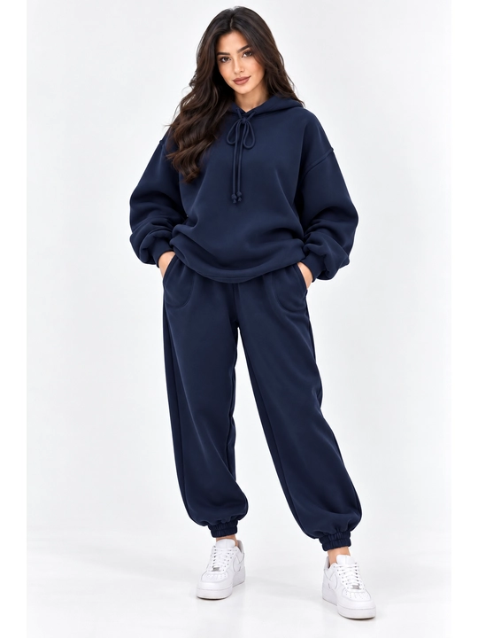 Ayollar sport kostyumi, ikki qismli, hudi va shim, oversize, kuz bahor - 