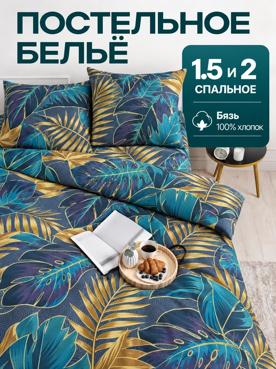 Pastel to'plami 1 va 2 kishilik, byaz 100% paxta, padadiyannik, prastina, yostiq jildi - 