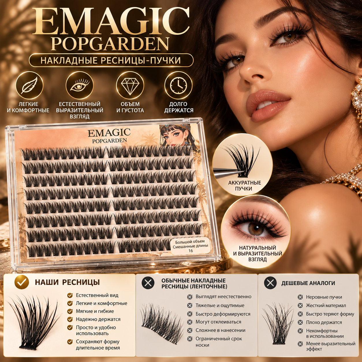 EMAGIC POPGARDEN — tabiiy va jozibali nigoh uchun tutam sun’iy kipriklar