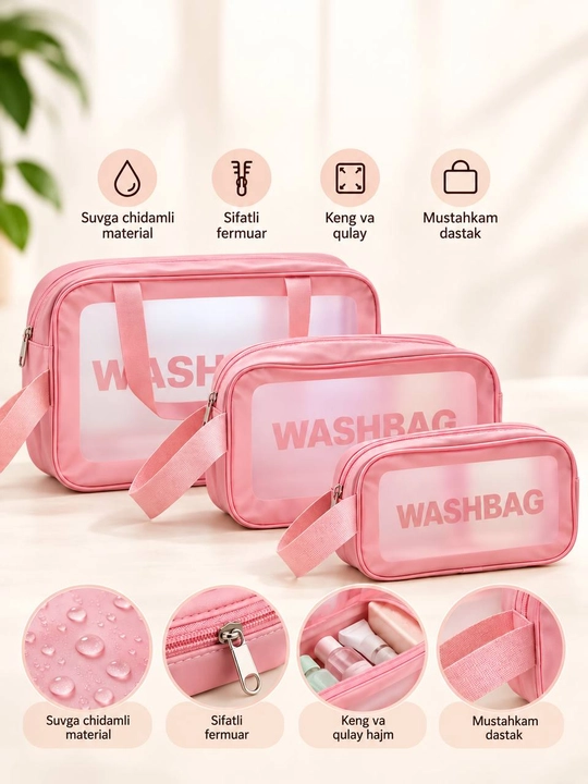 Водонепроницаемые косметички WASHBAG 3 разных размеров и 4 цветов. Косметичка - 