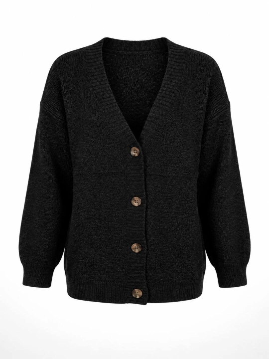 Ayollar to'qilgan kardigani, tugmali oversayz jaket, yumshoq kiyim