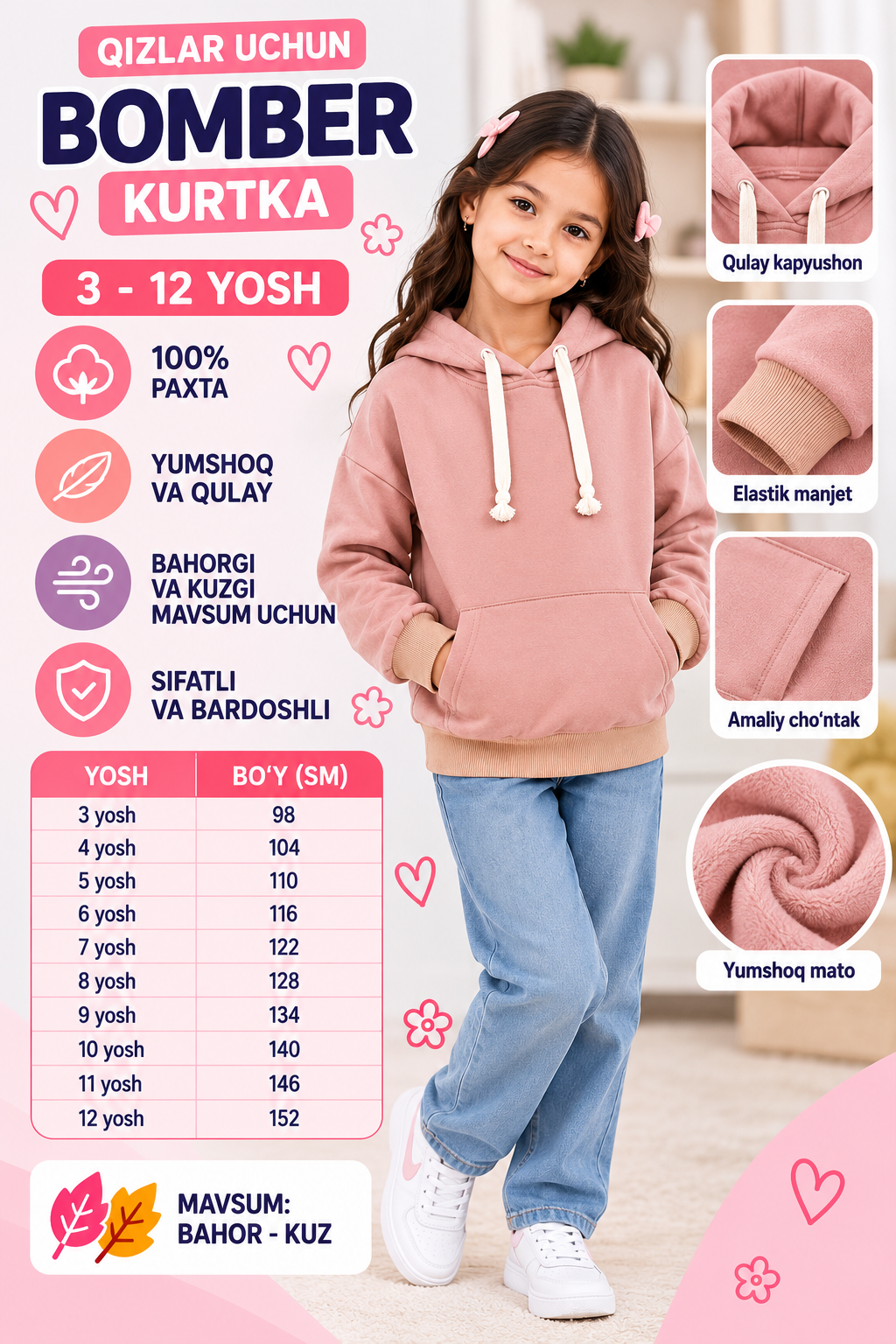 Qizlar uchun bomber - 