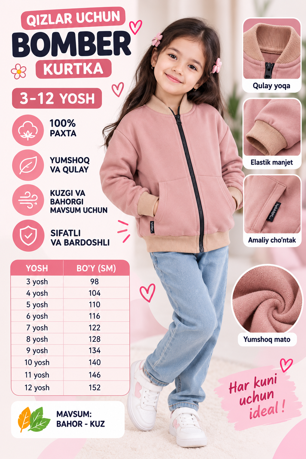 Qizlar uchun bomber - 