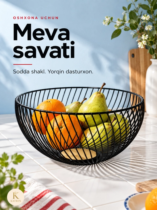 Meva savati, metall meva idishi, fruktovnitsa, oshxona uchun vaza, 1 va 2 qavatli modellar