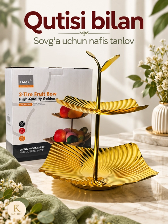 Meva savati, metall meva idishi, fruktovnitsa, oshxona uchun vaza, 1 va 2 qavatli modellar