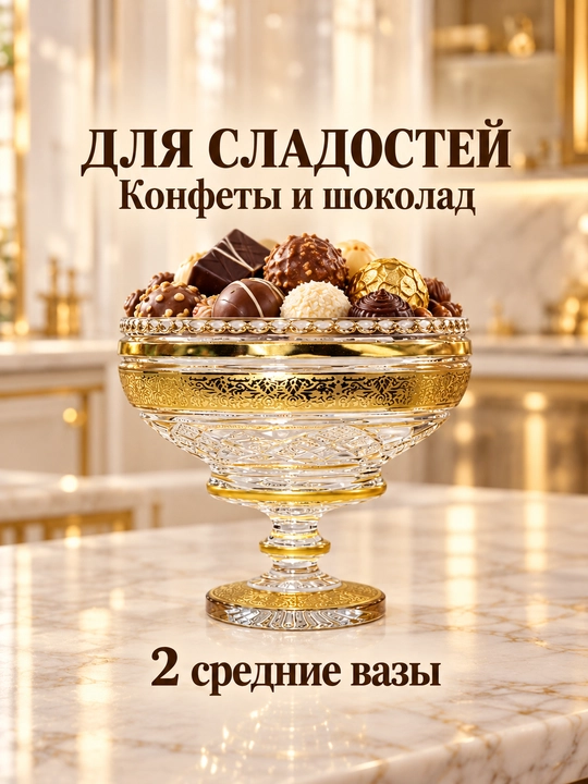 Набор стеклянных ваз «Богема»: 9 предметов для фруктов, ягод, конфет, орехов и сухофруктов