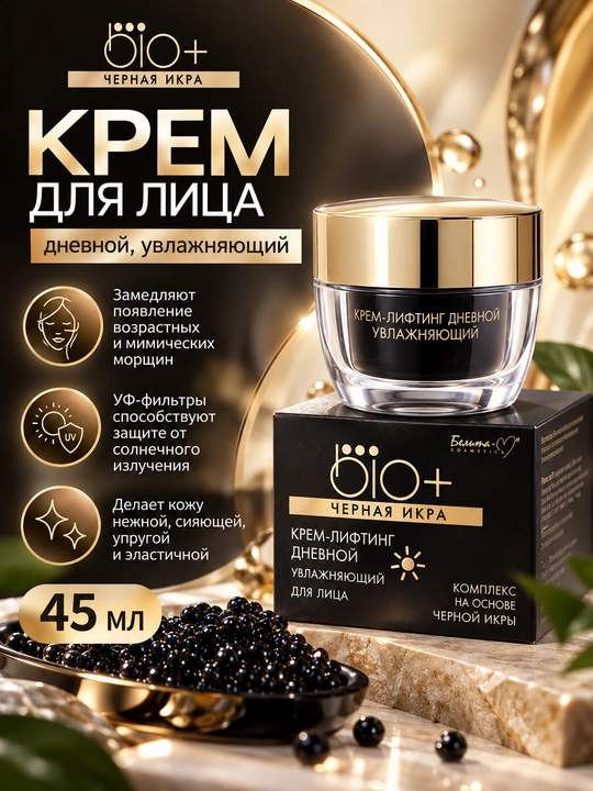 Крем-лифтинг для лица Belita Bio+, Черная икра, дневной увлажняющий, 45 гр - 