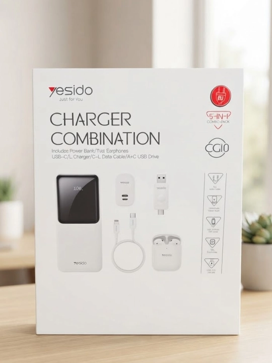 Power Bank, simsiz quloqchin, OTG adapter va zaryadlash to‘plami