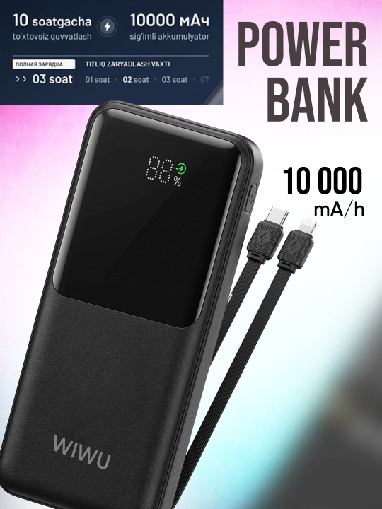WIWU | CCC Tashqi akkumulyator 22.5w quvvat 10k, 20k, 30k mA/h, POWER BANK