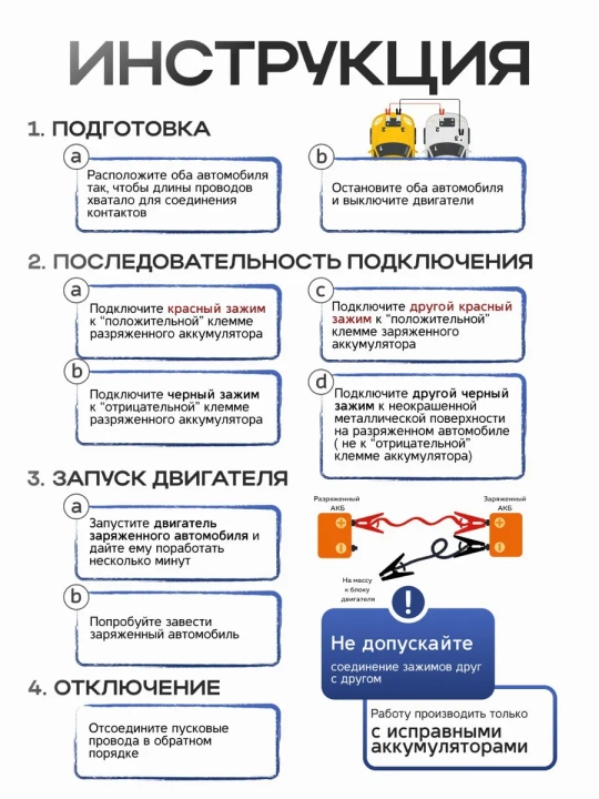 Провода для прикуривания автомобиля DAC 600А, 2 м, 12/24В, с чехлом