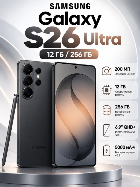 Смартфон Samsung Galaxy S26 Ultra,Dynamic AMOLED 2X,камера 200 Мп,5000 мАч - 