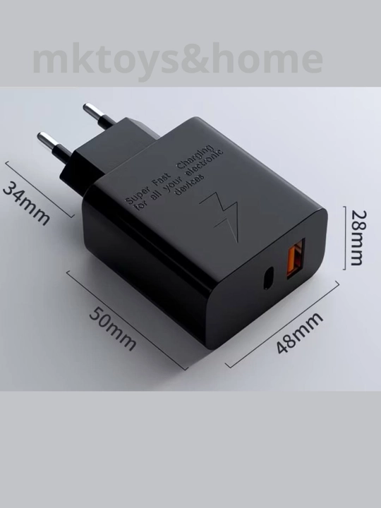 Адаптер питания 35 Вт. Двойной адаптер питания, USB-C + USB-A, быстрая зарядка, разъем
