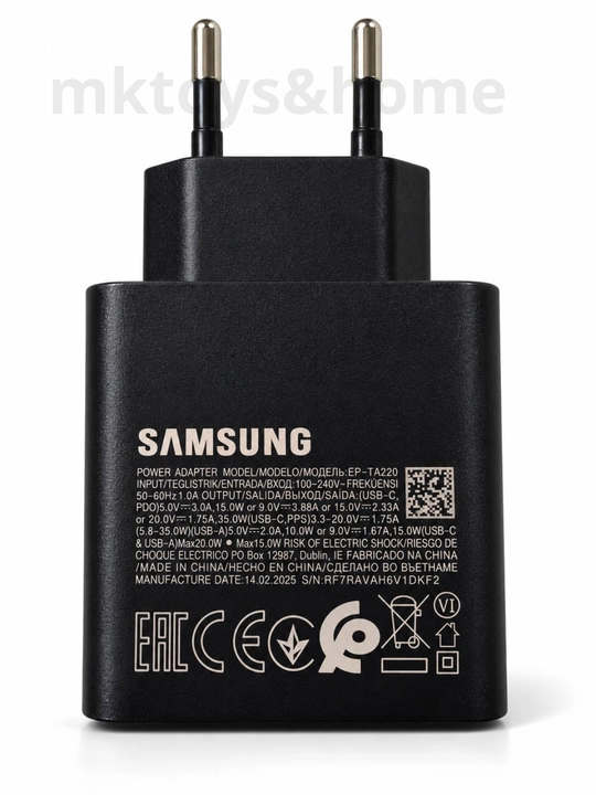 Адаптер питания 35 Вт. Двойной адаптер питания, USB-C + USB-A, быстрая зарядка, разъем