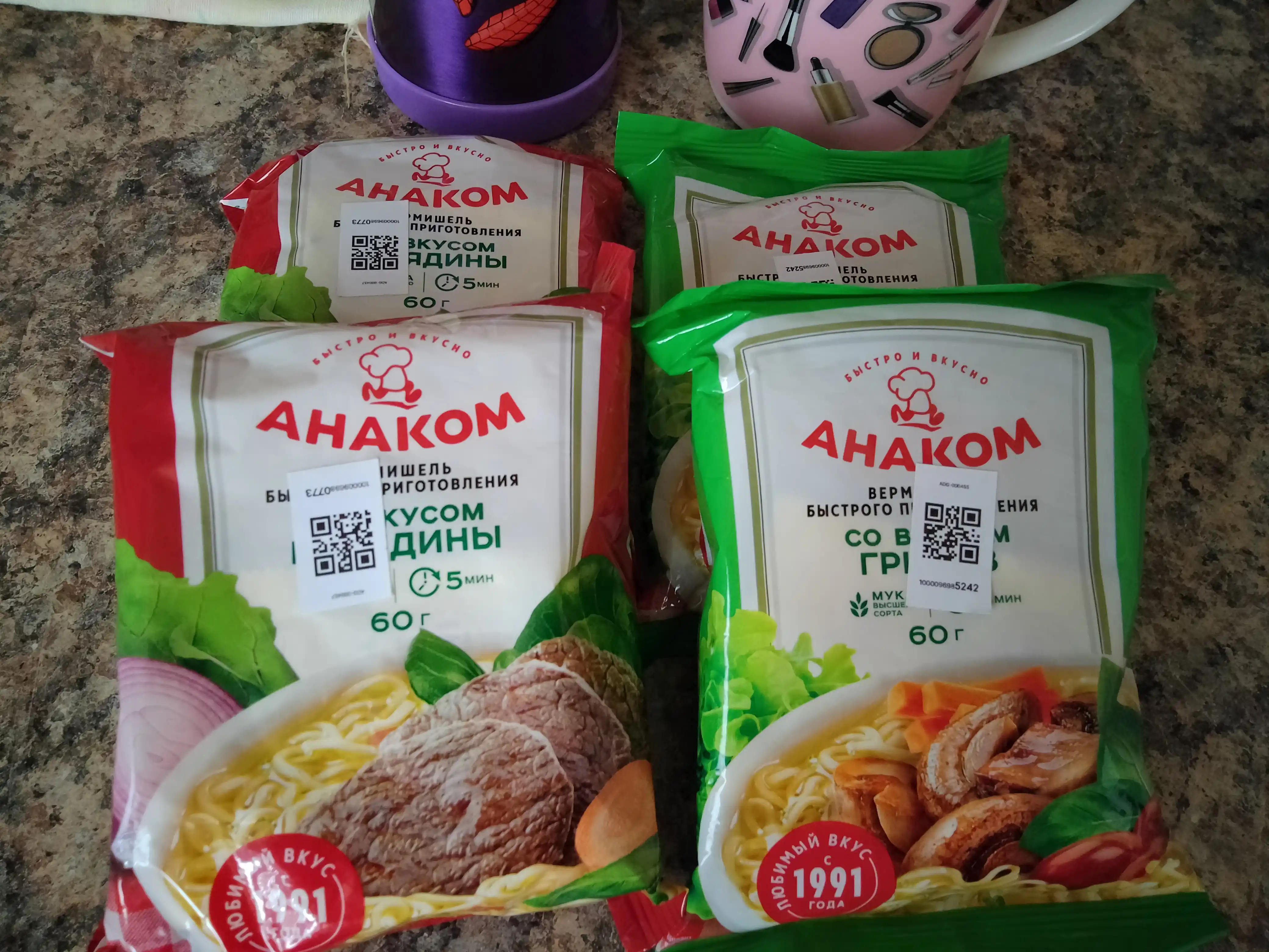 Anakom tez tayyorlanadigan lapsha, 60 g, paket — qo‘ziqorin ta’mi (oliy nav / halol)